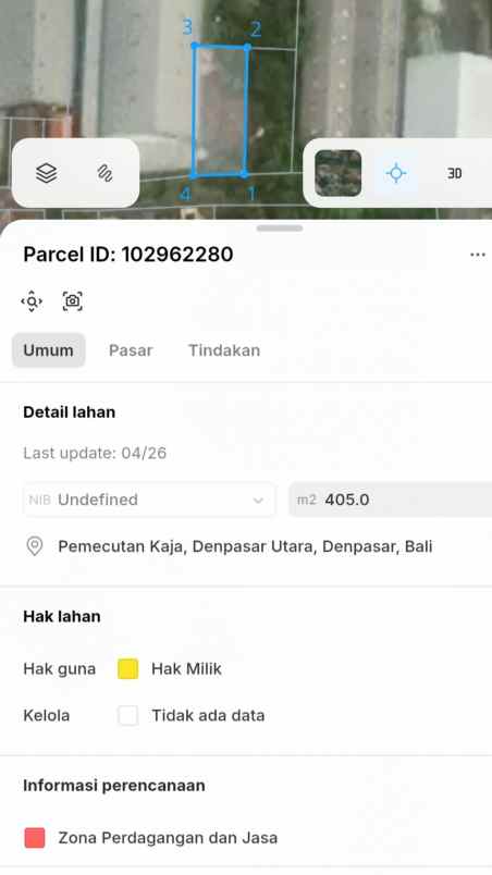 dijual tanah bung tomo gatsu barat