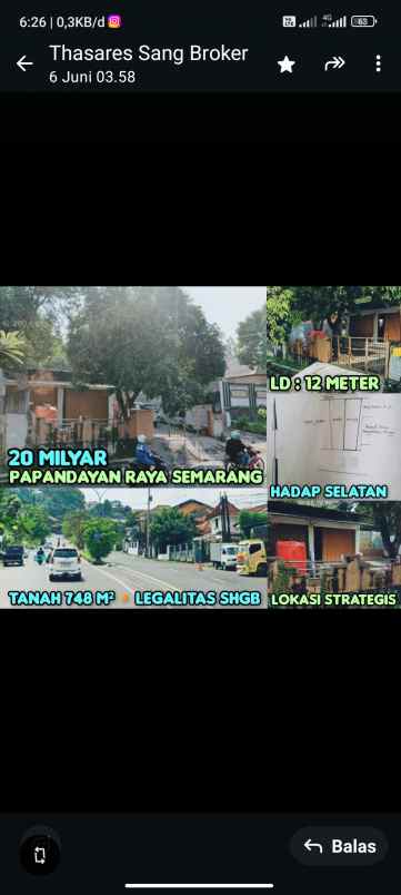 dijual tanah dan bangunan di papandayan semarang