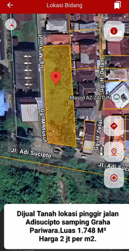 dijual tanah jalan adisucipto