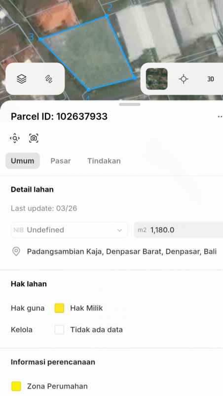 dijual tanah jl bukit sari