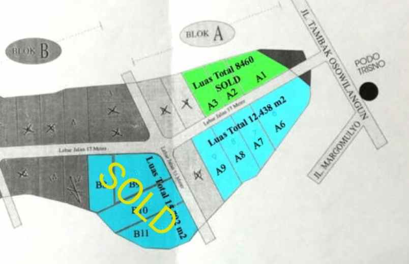 dijual tanah jl raya tambak osowilangun