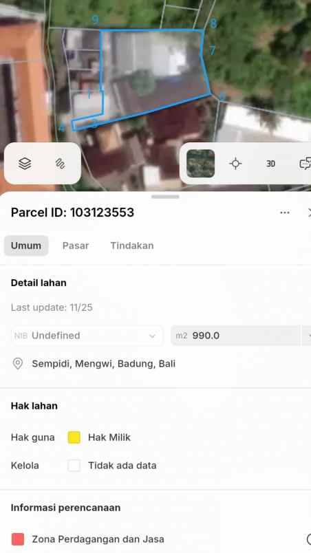 dijual tanah raya dalung