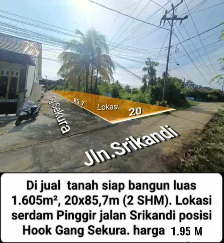dijual tanah serdam jln srikandi