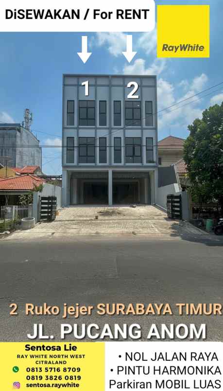 disewakan ruko gudang kantor jalan pucang anom
