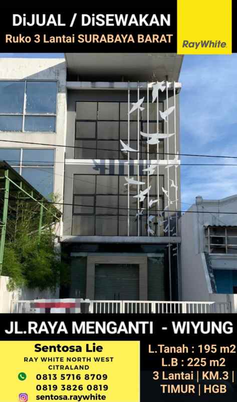 disewakan ruko gudang kantor jalan raya menganti wiyung