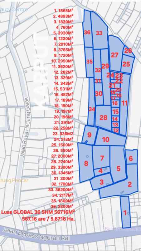 disewakan tanah buluh indah