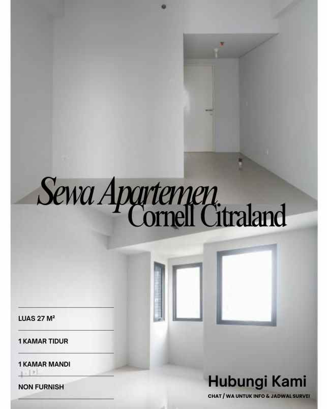disewakan unit cocok untuk mahasiswa apartemen cornell