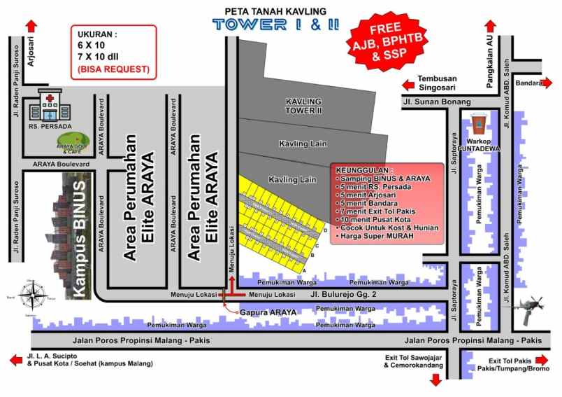 promo tanah kavling tower tirtomoyo pakis malang