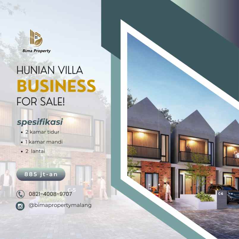 rumah berkonsep villa bussines cantik 2 lantai di batu