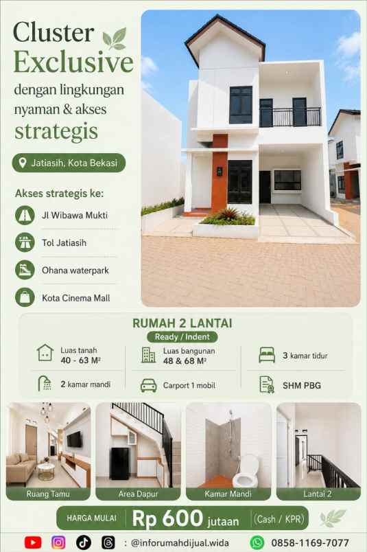 rumah cluster exclusive dekat tol jatiasih bekasi