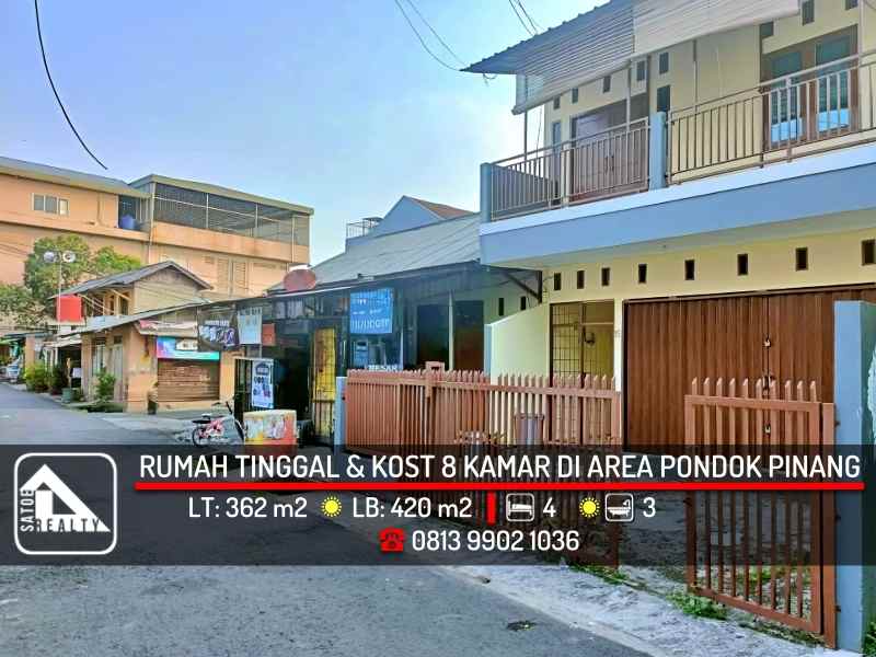rumah dan 8 kamar kost di pondok pinang kebayoran lama