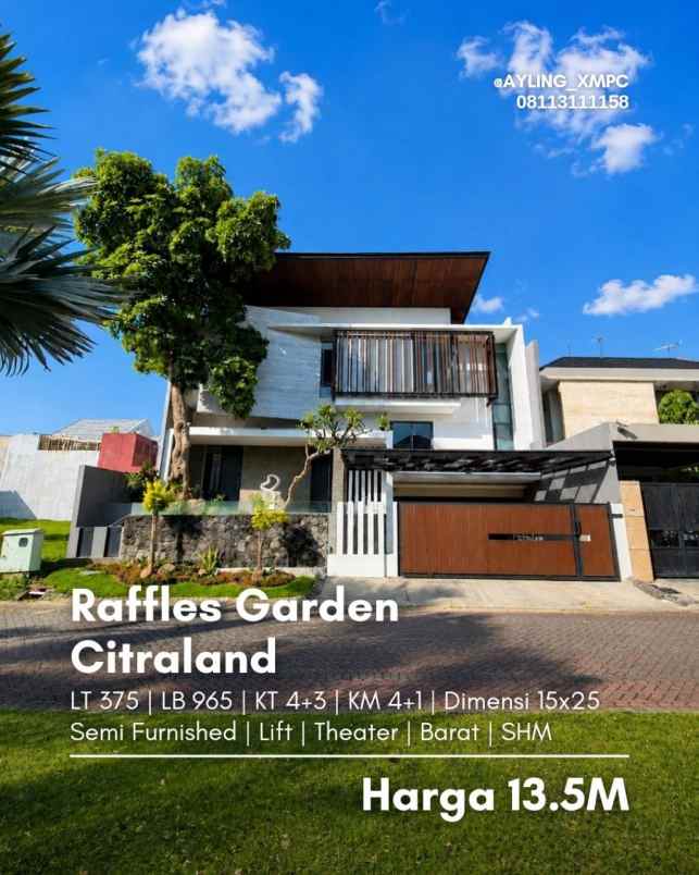 rumah raffles garden citraland minimalis siap huni