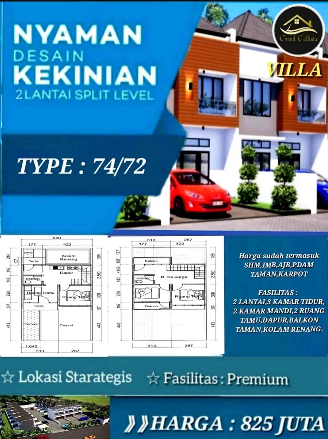 rumah villa premium dgn view pegunungan ciamik