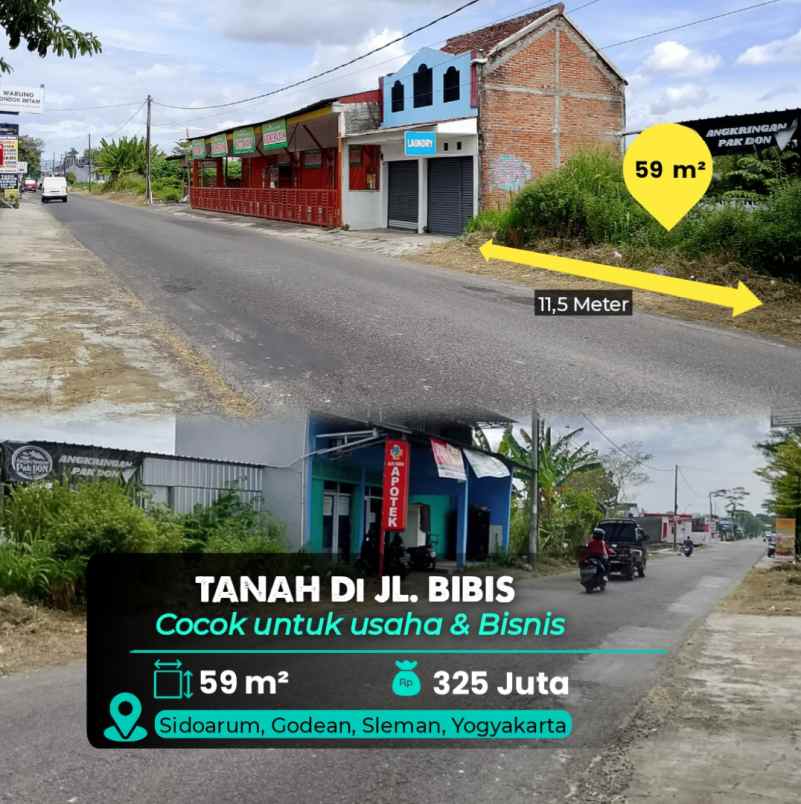 tanah tepi aspal jl bibis di sidoarum godean sleman
