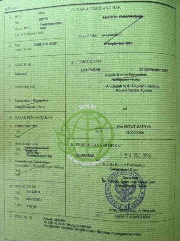 dijual 1 7 are jl gunung lingga i gatsu barat denpasar