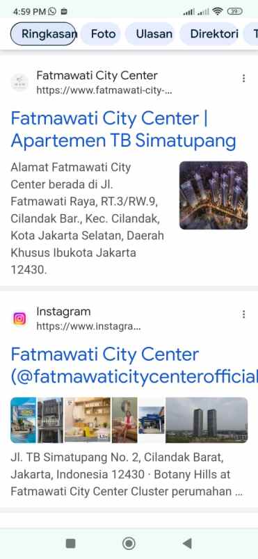 dijual apartemen jalan fatmawati raya