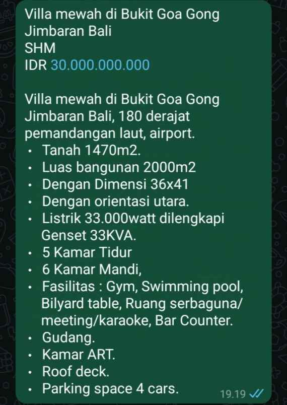 dijual murah villa di jimbaran