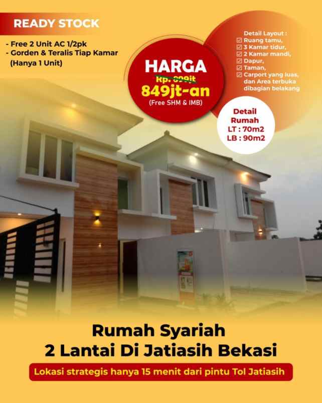 dijual rumah 2 lantai siap huni dekat tol jatiasih