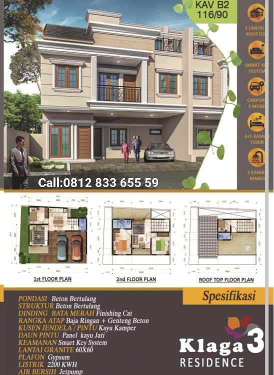 dijual rumah baru dua lantai di ciracas bonus roof top