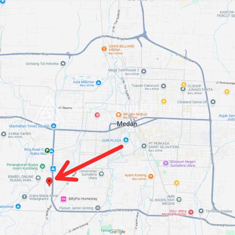 dijual rumah komplek griya permata sari medan selang