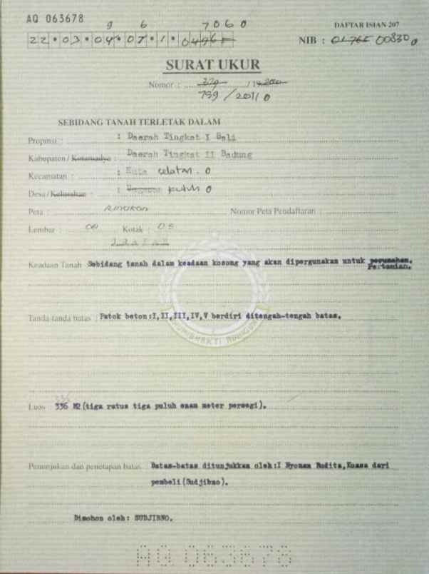 dijual tanah gunung payung