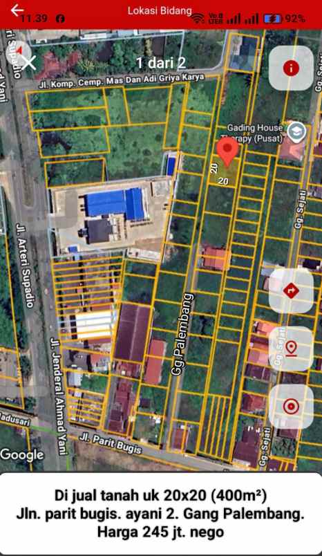 dijual tanah jalan parit bugis