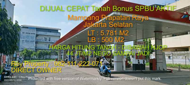 dijual tanah jl mampang prapatan raya