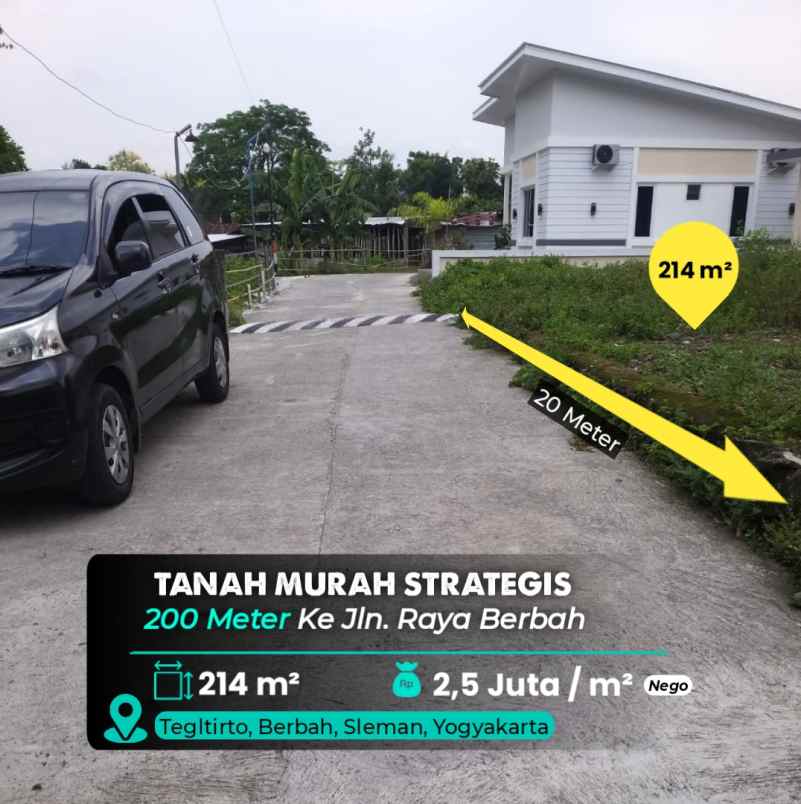dijual tanah jl raya berbah
