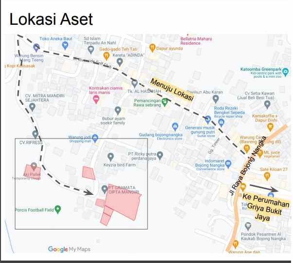 dijual tanah jl raya bojong nangka kec