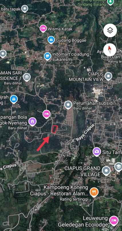 dijual tanah jl raya ciapus buniaga