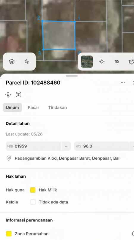 dijual tanah padangsambian klod