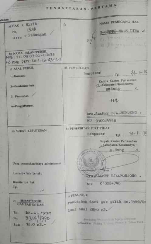 dijual tanah pedungab