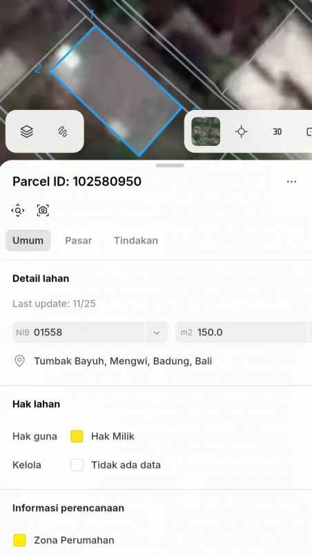 dijual tanah pererenan buduk