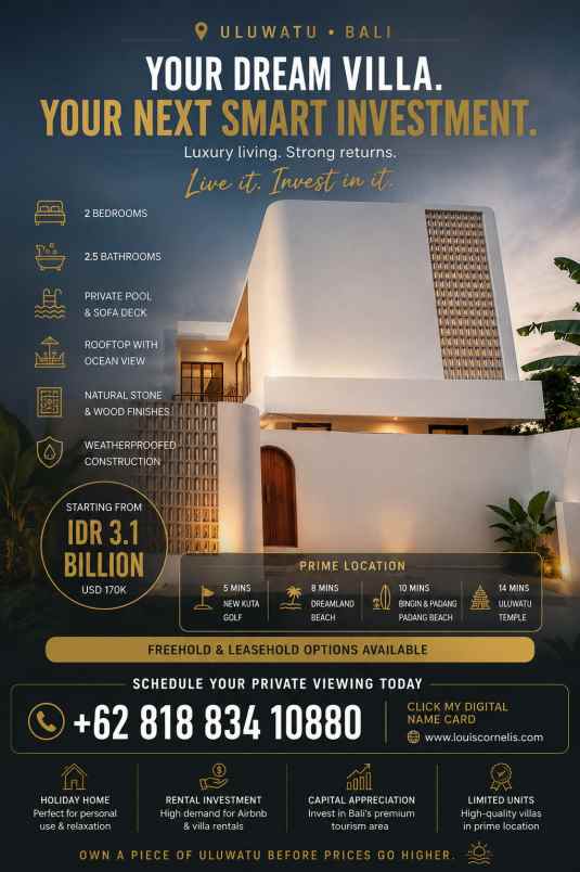dijual villa jalan raya uluwatu pecatu