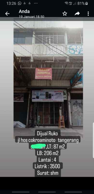 jual ruko di ciledug bos cokroaminoto tanggerang