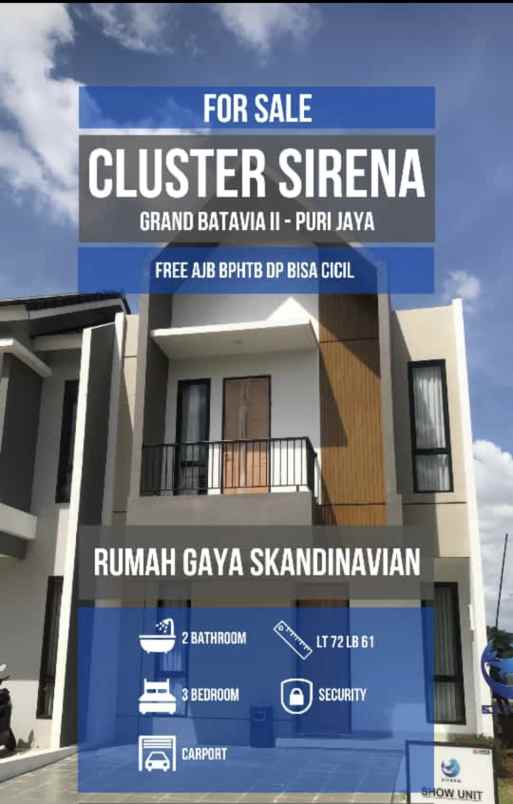 rumah 2 lantai grand batavia 2 cluster sirena shm
