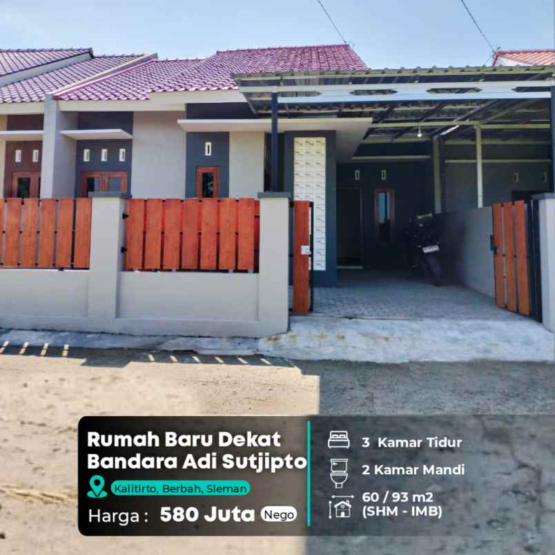 rumah baru 3 kamar view sawah dekat bandara adisucipto