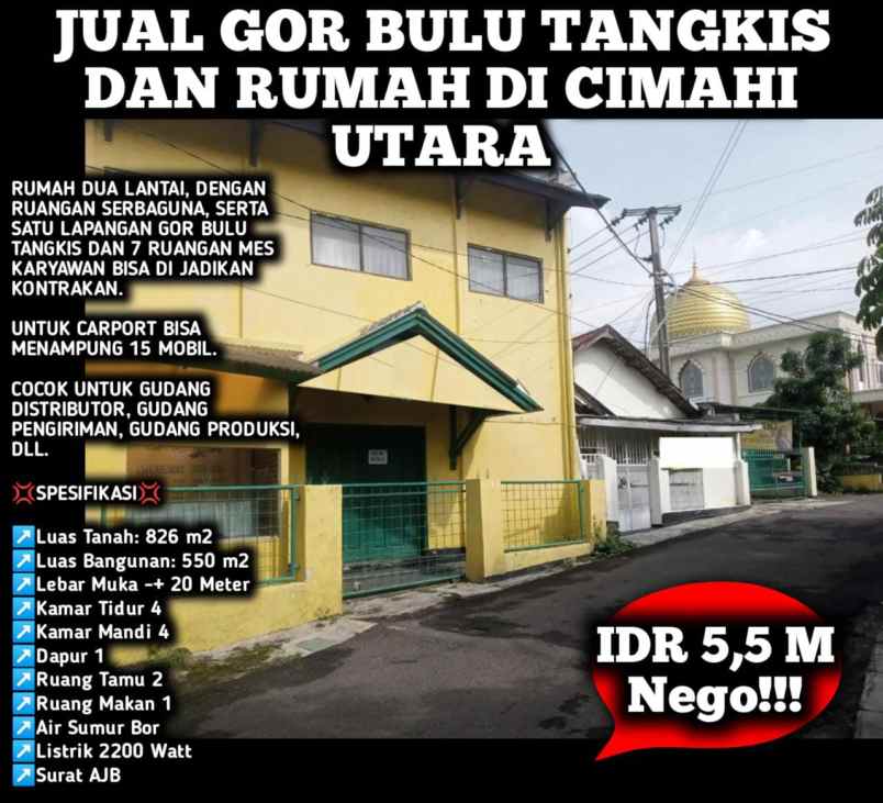 rumah gedung olahraga gor cimahi kota dekat pasteur