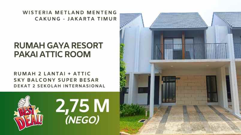rumah wisteria dijual metland menteng cakung