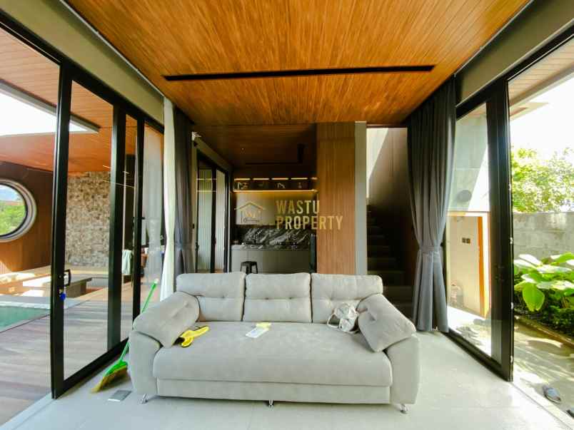 villa modern private pool view sawah gunung merapi