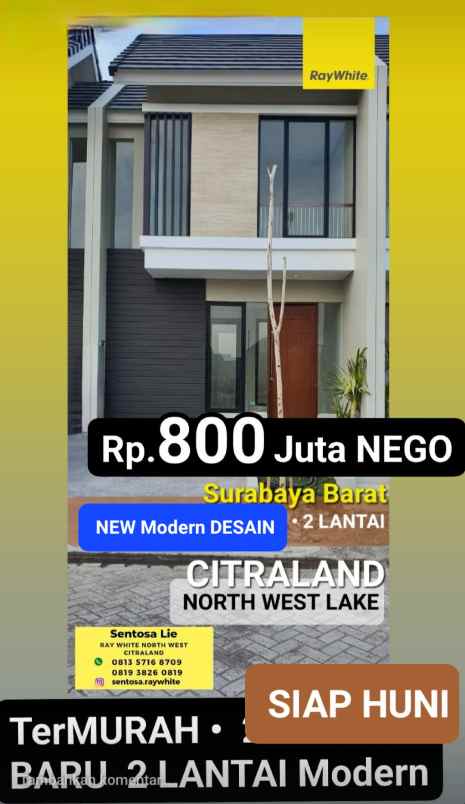 dijual rumah jalan north west lake