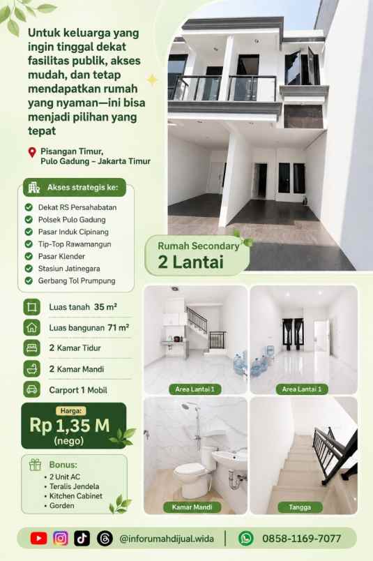 dijual rumah pisangan timur