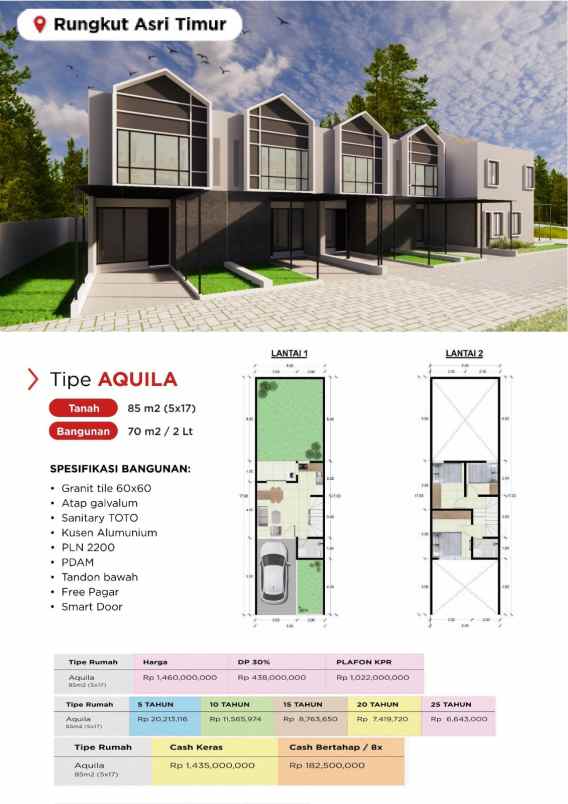 dijual rumah puri 88 rungkut asri timur cuma 1 m an