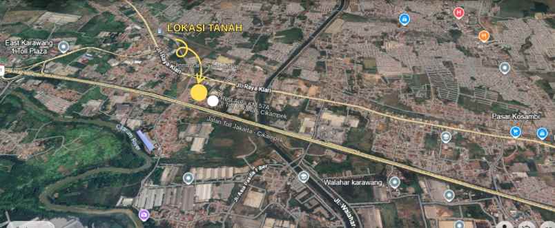 dijual tanah di jl raya klari karawang timur