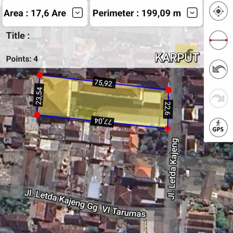 dijual tanah jl letda kanjeng