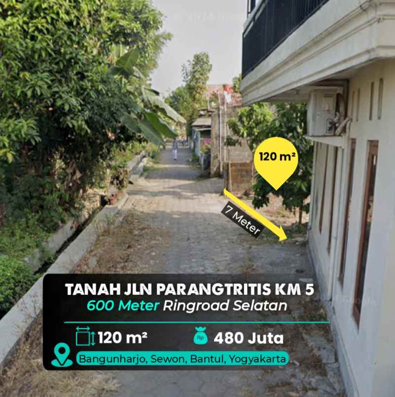 dijual tanah jl parangtritis km 5