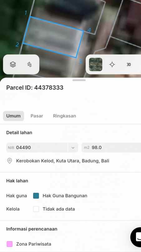 dijual tanah pantai batu beliq