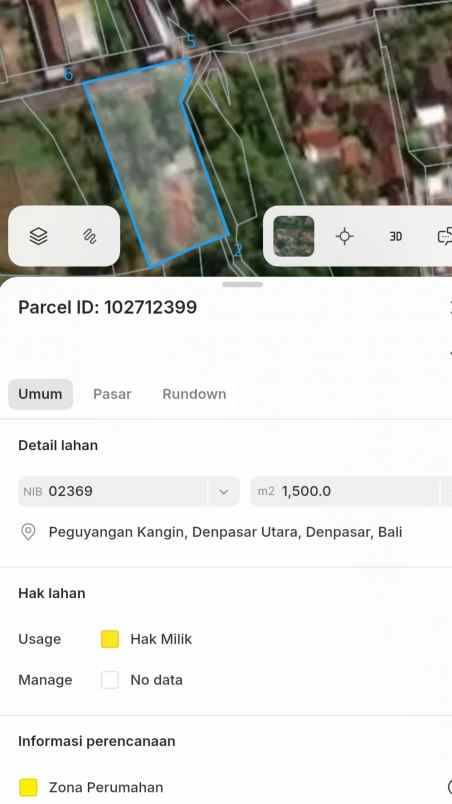 dijual tanah peguyangan kangin denpasar