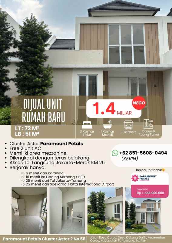 dijual unit rumah baru paramount petals