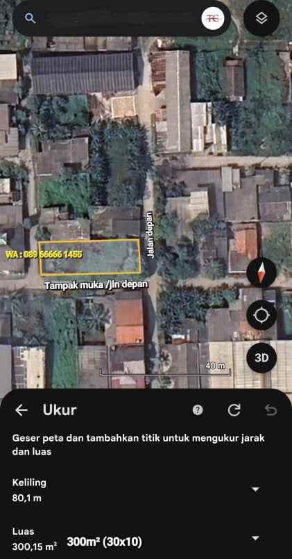 disewakan tanah jalan salembaran kosambi